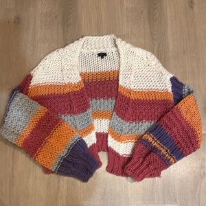 Cream and Orange Chunky Knit Cardigan